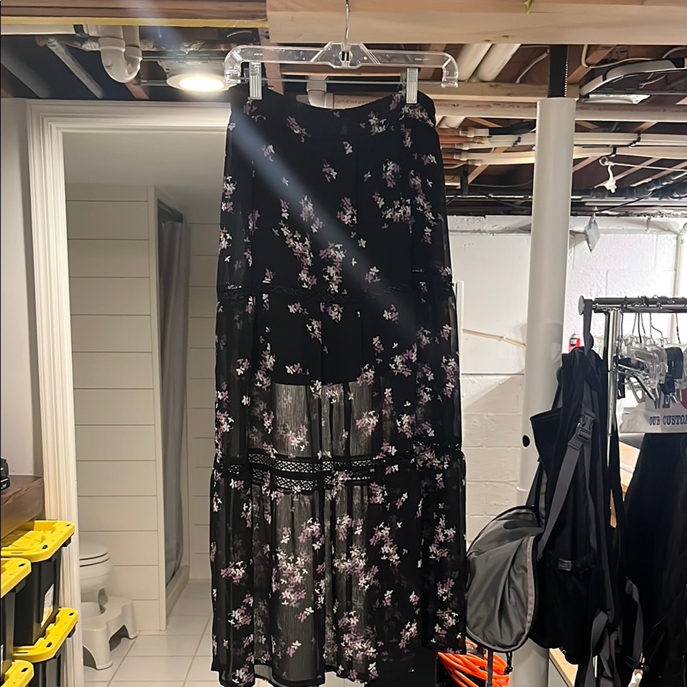 Floral Black Skirt